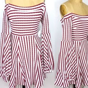 LUXXEL Striped Off-Shoulder Sweater size Small